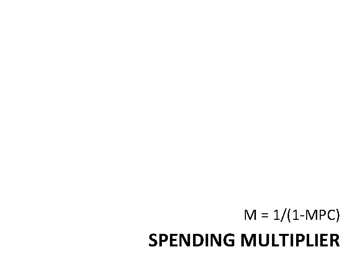 M = 1/(1 -MPC) SPENDING MULTIPLIER 