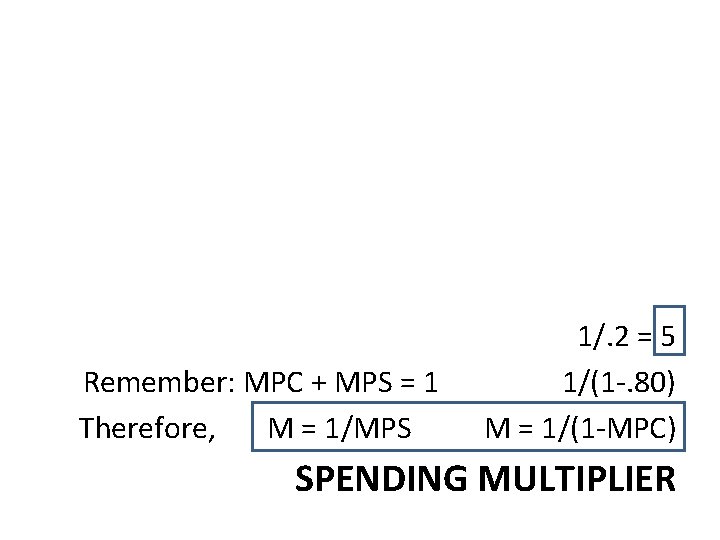 Remember: MPC + MPS = 1 Therefore, M = 1/MPS 1/. 2 = 5