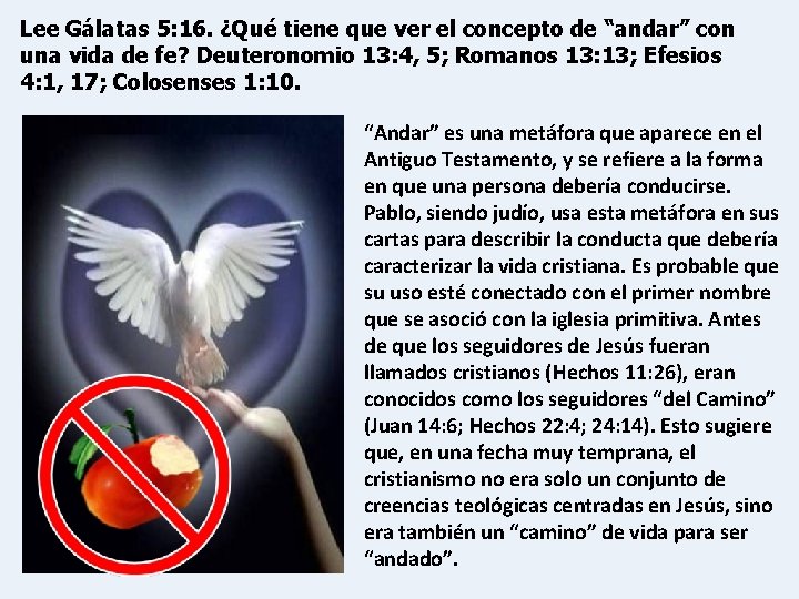 Lee Gálatas 5: 16. ¿Qué tiene que ver el concepto de “andar” con una