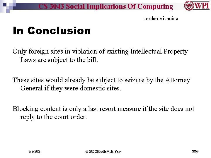 CS 3043 Social Implications Of Computing Jordan Vishniac In Conclusion Only foreign sites in