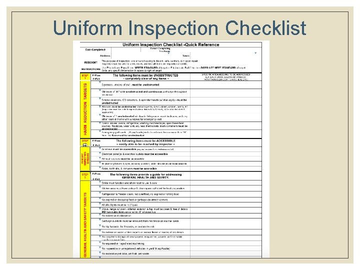 Uniform Inspection Checklist 