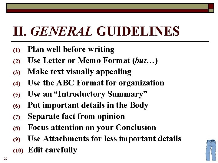 II. GENERAL GUIDELINES (1) (2) (3) (4) (5) (6) (7) (8) (9) (10) 27