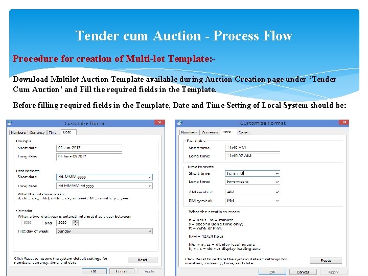 Tender cum Auction - Process Flow Procedure for creation of Multi-lot Template: Download Multilot