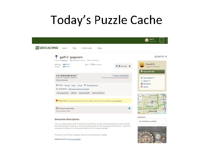 Today’s Puzzle Cache 