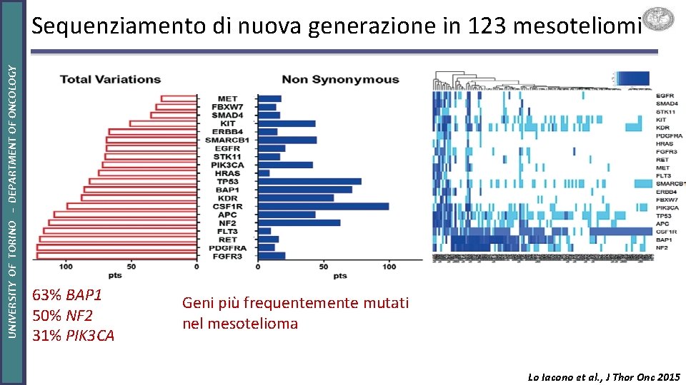 UNIVERSITY OF TORINO – DEPARTMENT OF ONCOLOGY Sequenziamento di nuova generazione in 123 mesoteliomi