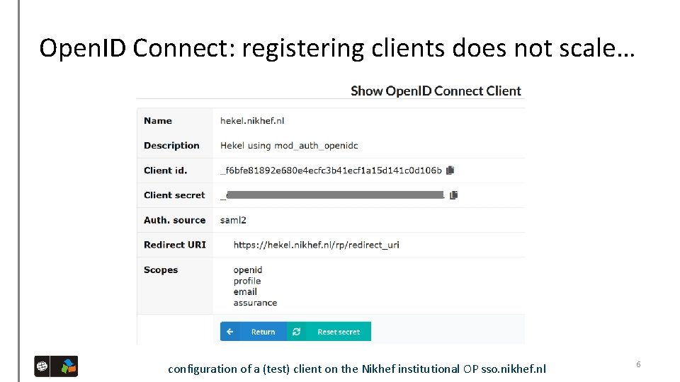Open. ID Connect: registering clients does not scale… configuration of a (test) client on