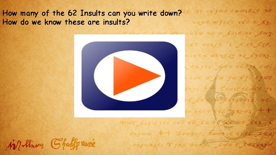 How many of the 62 Insults can you write down? How do we know