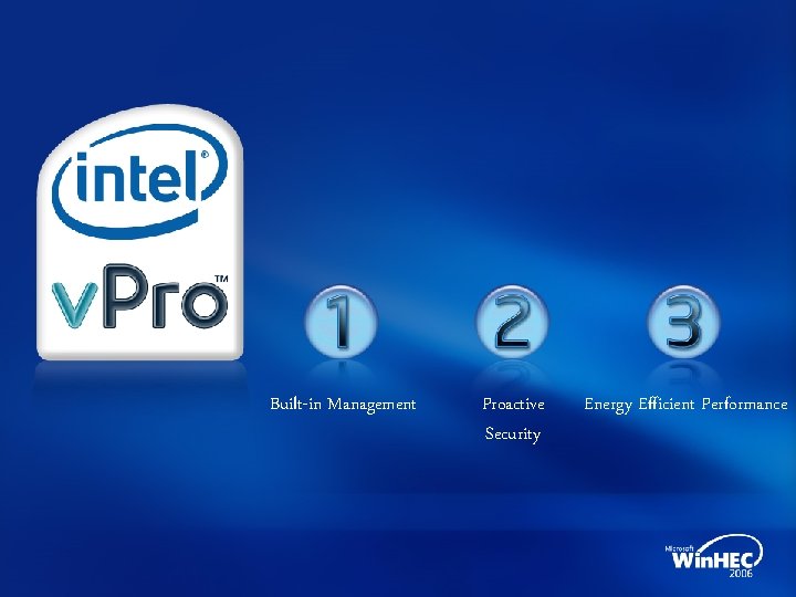 Built-in Management Proactive Security Energy Efficient Performance 
