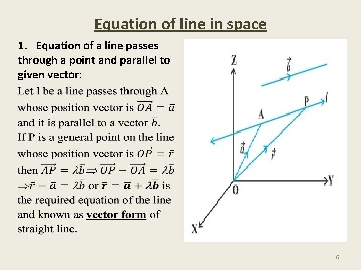 Equation of line in space 1. Equation of a line passes through a point Equation of line in space 1. Equation of a line passes through a point