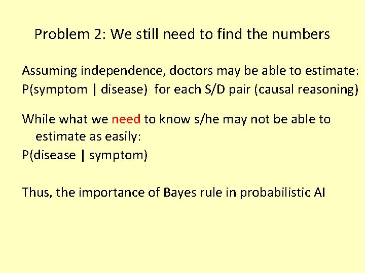 Problem 2: We still need to find the numbers Assuming independence, doctors may be