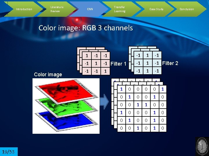 Introduction Literature Review CNN Transfer Learning Case Study Color image: RGB 3 channels Color