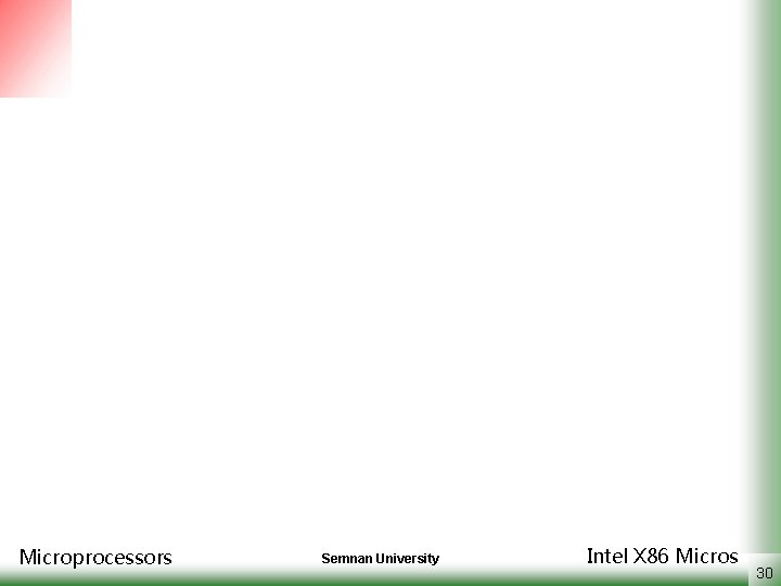 Microprocessors Semnan University Intel X 86 Micros 30 