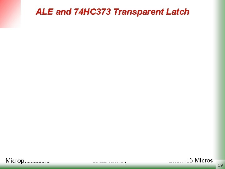 ALE and 74 HC 373 Transparent Latch Microprocessors Semnan University Intel X 86 Micros