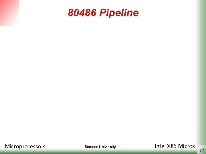 80486 Pipeline Microprocessors Semnan University Intel X 86 Micros 77 