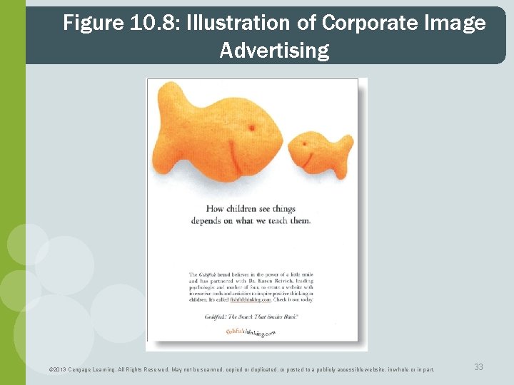 Figure 10. 8: Illustration of Corporate Image Advertising © 2013 Cengage Learning. All Rights