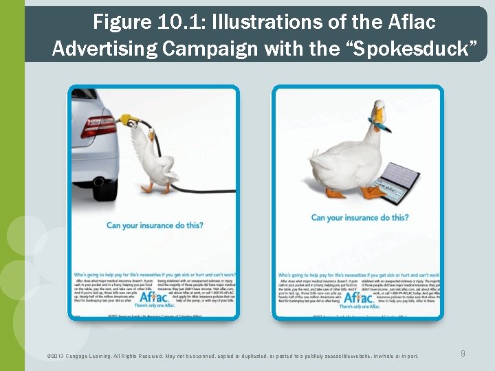 Figure 10. 1: Illustrations of the Aflac Advertising Campaign with the “Spokesduck” © 2013