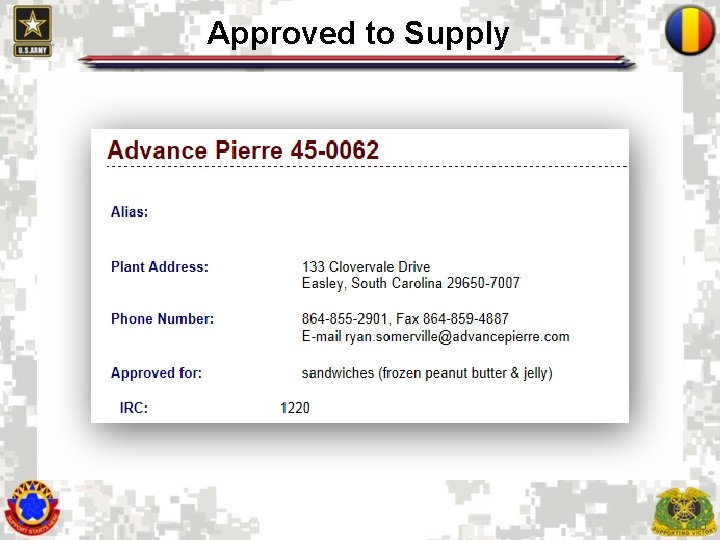 Approved to Supply 13 