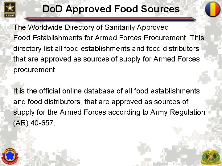 Do. D Approved Food Sources The Worldwide Directory of Sanitarily Approved Food Establishments for