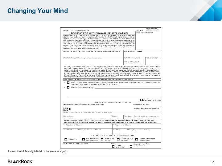 Changing Your Mind Source: Social Security Administration (www. ssa. gov). 10 Changing Your Mind Source: Social Security Administration (www. ssa. gov). 10