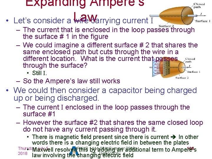  • Expanding Ampere’s Let’s consider a Law wire carrying current I – The