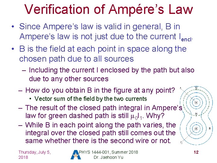 Verification of Ampére’s Law • Since Ampere’s law is valid in general, B in