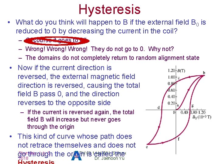 Hysteresis • What do you think will happen to B if the external field