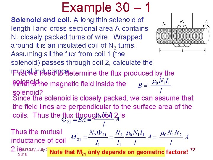 Example 30 – 1 Solenoid and coil. A long thin solenoid of length l