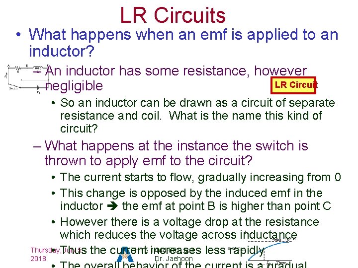 LR Circuits • What happens when an emf is applied to an inductor? –