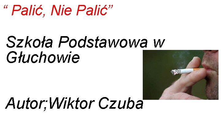 “ Palić, Nie Palić” Szkoła Podstawowa w Głuchowie Autor; Wiktor Czuba 