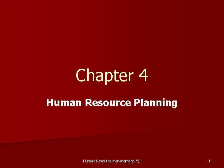 Chapter 4 Human Resource Planning Human Resource Management, 5 E 1 