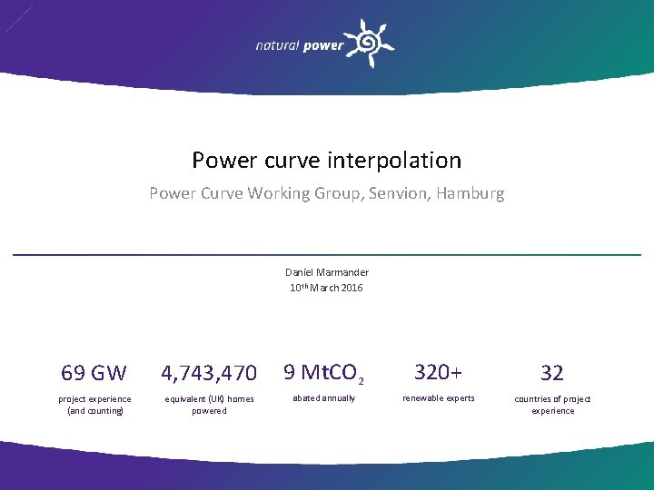 Power curve interpolation Power Curve Working Group, Senvion, Hamburg Daniel Marmander 10 th March