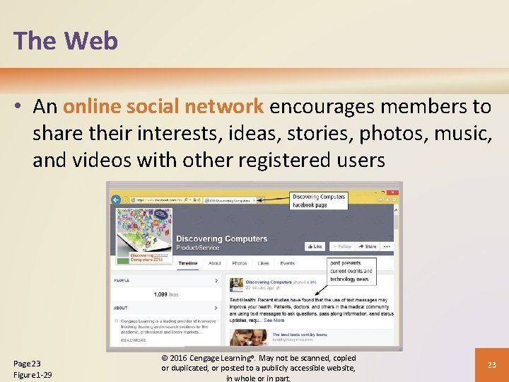 The Web • An online social network encourages members to share their interests, ideas,