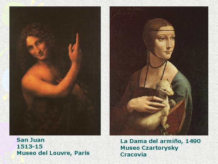 San Juan 1513 -15 Museo del Louvre, París La Dama del armiño, 1490 Museo San Juan 1513 -15 Museo del Louvre, París La Dama del armiño, 1490 Museo