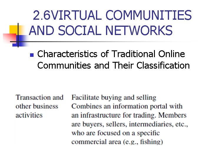 2. 6 VIRTUAL COMMUNITIES AND SOCIAL NETWORKS n Characteristics of Traditional Online Communities and 2. 6 VIRTUAL COMMUNITIES AND SOCIAL NETWORKS n Characteristics of Traditional Online Communities and