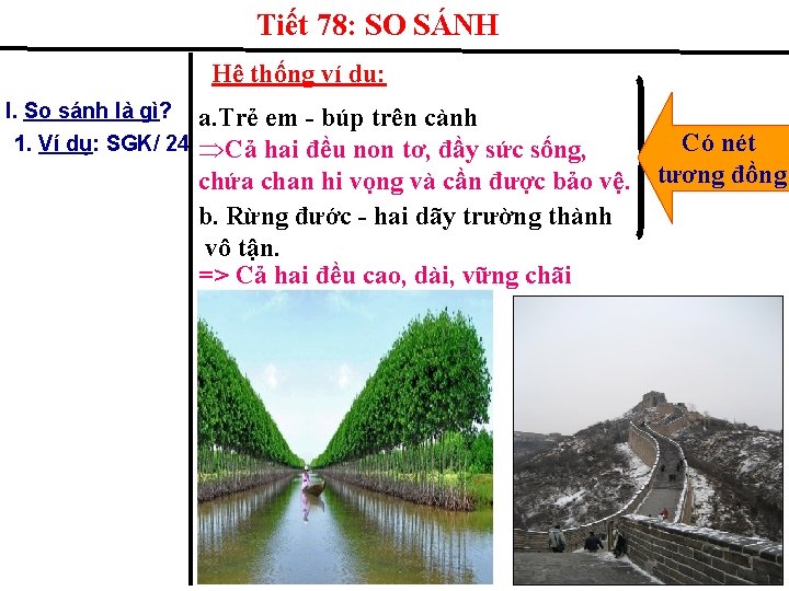 Tiết 78: SO SÁNH Hệ thống ví dụ: I. So sánh là gì? 1.