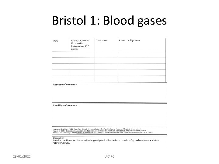 Bristol 1: Blood gases 29/01/2022 UKFPO 