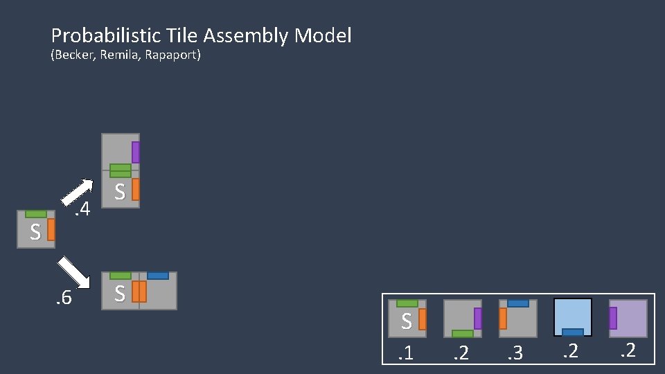 Probabilistic Tile Assembly Model (Becker, Remila, Rapaport) . 4 S. 6 S S S.