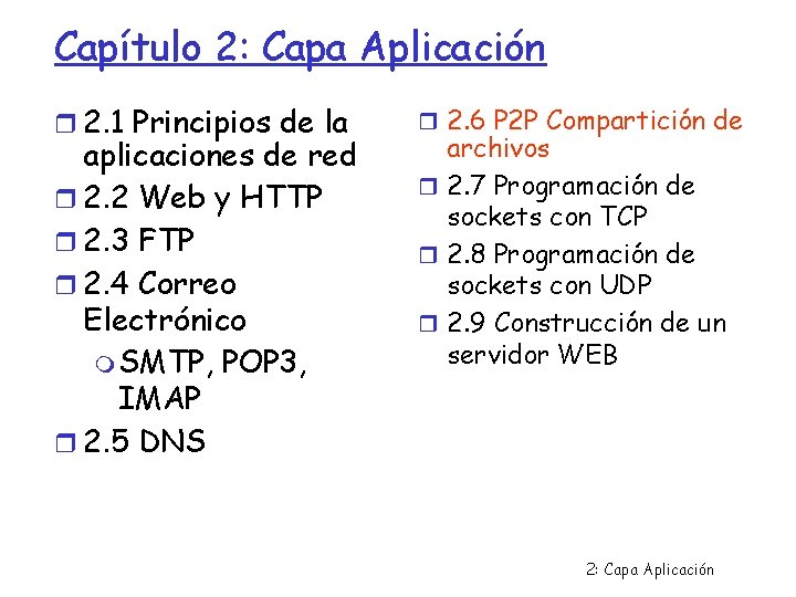 Capítulo 2: Capa Aplicación 2. 1 Principios de la aplicaciones de red 2. 2