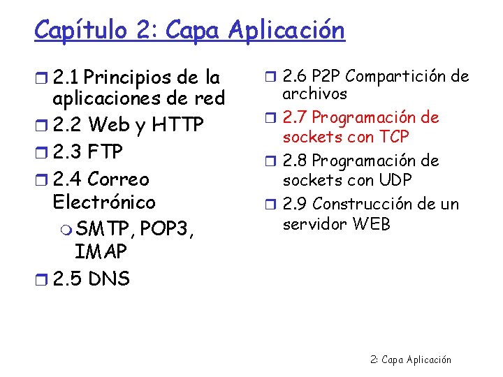 Capítulo 2: Capa Aplicación 2. 1 Principios de la aplicaciones de red 2. 2