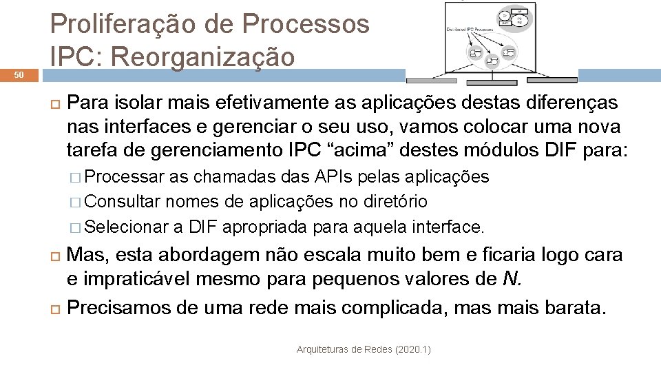 50 Proliferação de Processos IPC: Reorganização Para isolar mais efetivamente as aplicações destas diferenças