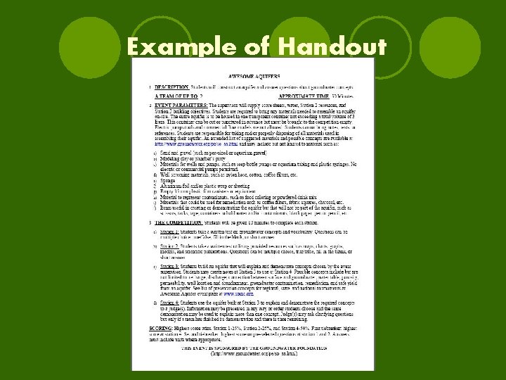 Example of Handout 