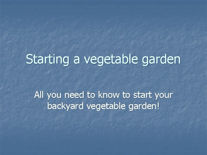 Starting a vegetable garden All you need to know to start your backyard vegetable