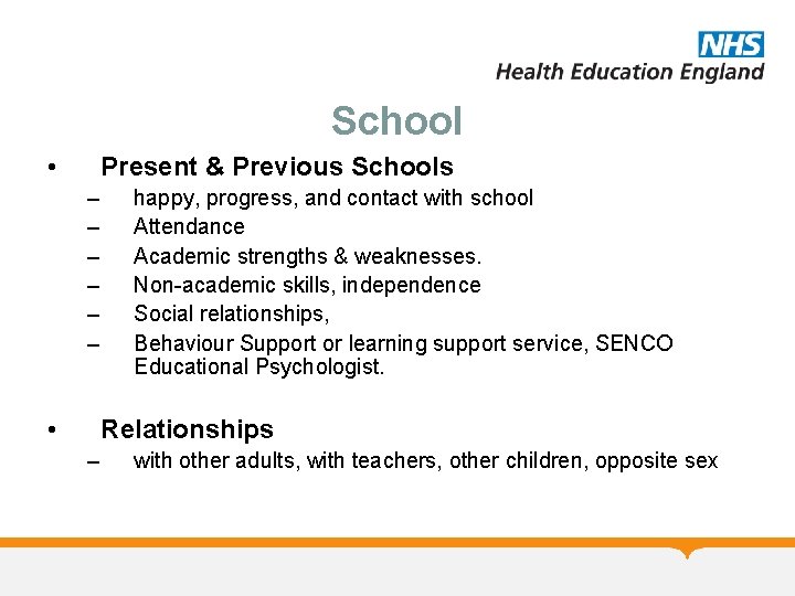 School • Present & Previous Schools – – – • happy, progress, and contact