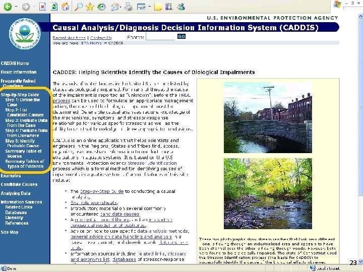 Intro to Stressor Identification CADDIS Causal AnalysisDiagnosis Decision