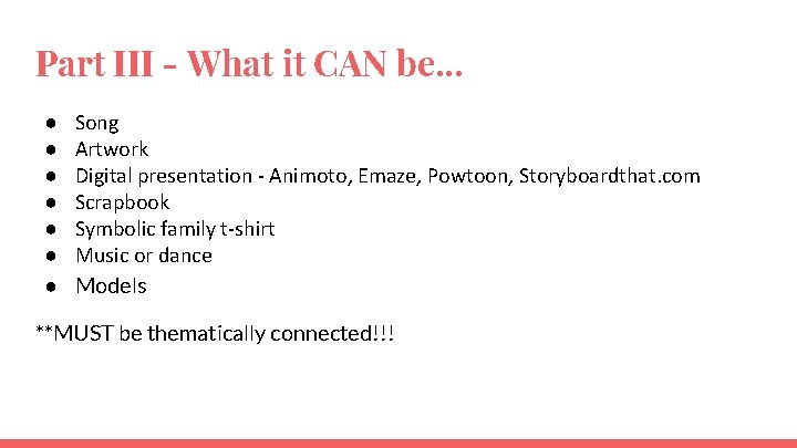 Part III - What it CAN be. . . ● ● ● ● Song