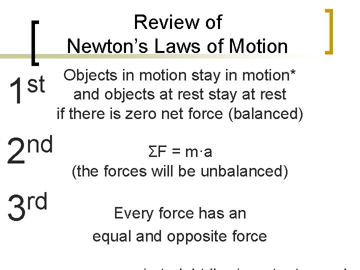 Review of Newton’s Laws of Motion st 1 nd 2 rd 3 Objects in