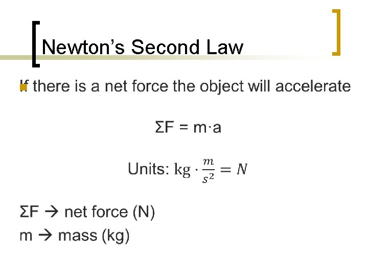 Newton’s Second Law n 