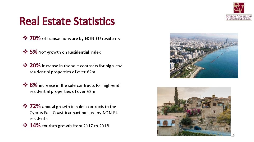 Real Estate Statistics v 70% of transactions are by NON-EU residents v 5% Yo.
