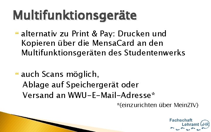 Multifunktionsgeräte Hallo alternativ zu Print & Pay: Drucken und Kopieren über die Mensa. Card