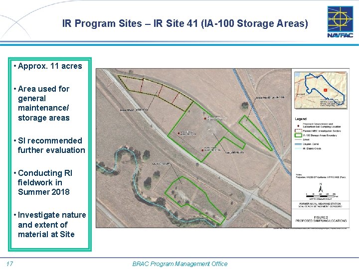 IR Program Sites – IR Site 41 (IA-100 Storage Areas) • Approx. 11 acres